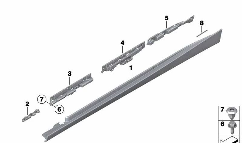 Moldura lateral derecha imprimada OEM 51777374614 para BMW F36. Original BMW.