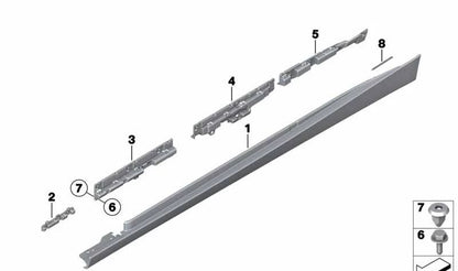 Moldura lateral derecha imprimada OEM 51777374614 para BMW F36. Original BMW.