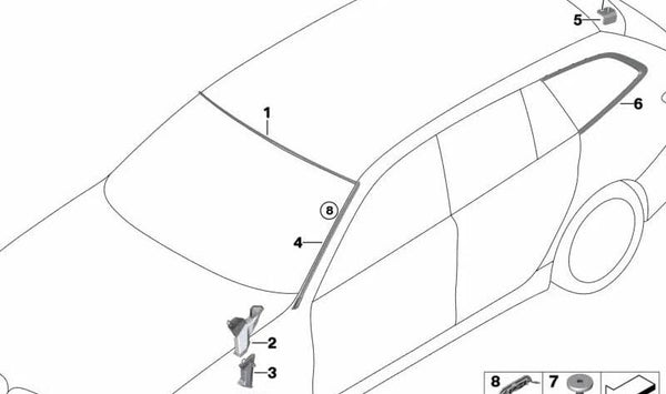 Cristal lateral trasero izquierdo OEM 51377440193 para BMW G21 (Touring). Original BMW.