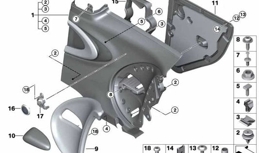 Grapa negra OEM 51439812894 para revestimiento lateral trasero MINI Paceman R61. Original MINI.