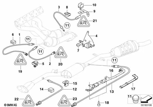 Soporte para conductor sonda lambda OEM 11787506540 para BMW Serie 3 E46, Z4 E85. Original BMW.