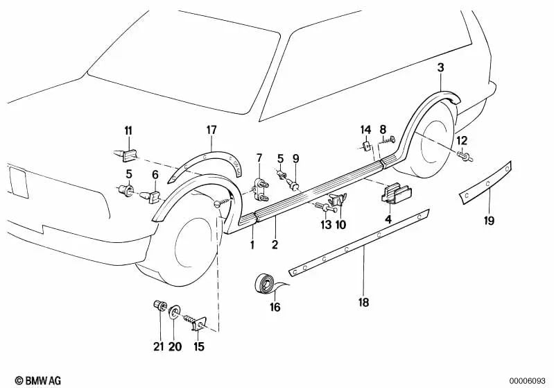 Front right cover for BMW E30 (OEM 51711962078). Original BMW