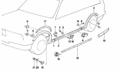 Plantilla delantera izquierda para BMW Serie 3 E30 (OEM 51718100355). Original BMW