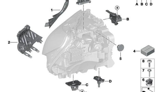 Kit di riparazione del faro sinistro per BMW G42 (OEM 63115A043B5). BMW originale