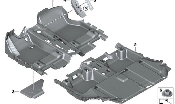 Cubierta inferior trasera OEM 51477952109 para BMW Serie 2 U06 (216i, 218i, 218d, 220d) {todos los modelos compatibles}. Pieza original BMW.