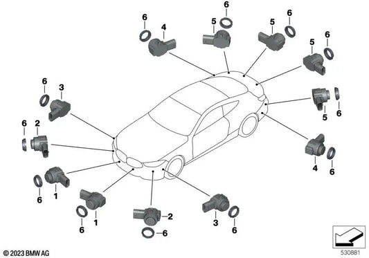 Donington Grey Ultrasonic Sensor for BMW F91, F92, F93, G14, G15, G16 (OEM 66209827050). Original BMW