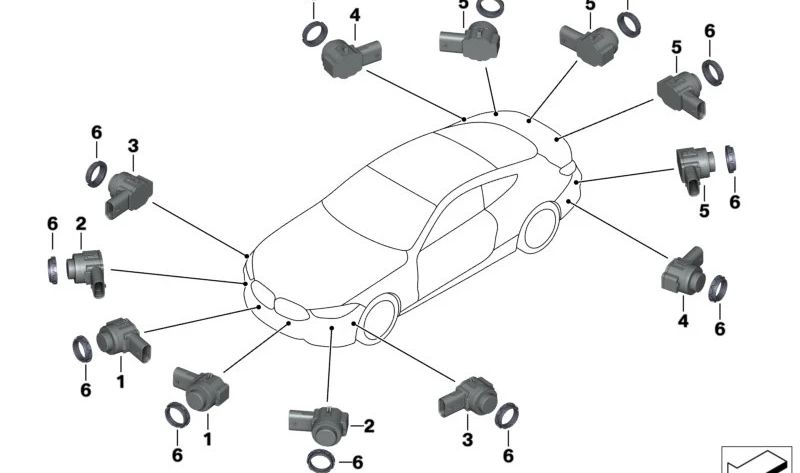 Sensor de aparcamiento ultrasónico color Barcelona Blau OEM 66207927810 para BMW F91, F92, F93, G14, G15, G16. Original BMW.