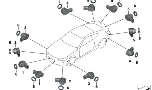 Sensor de aparcamiento ultrasónico color Barcelona Blau OEM 66207927810 para BMW F91, F92, F93, G14, G15, G16. Original BMW.