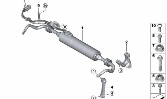 Right stabilizer bracket for BMW G30, G31, G32, G15, G16 (OEM 33556885789). Original BMW