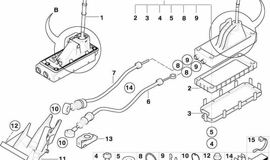 Clip para cable Bowden OEM 25117515457 para MINI R50 Cooper, R50 One, R53 Cooper S. Original MINI.