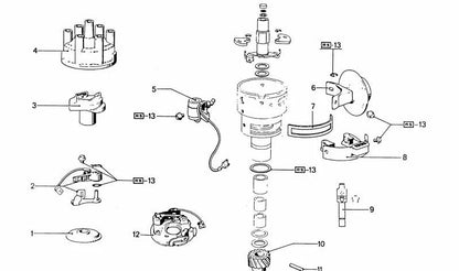 Condensador de encendido OEM 12111268441 para BMW E12, E24. Original BMW.