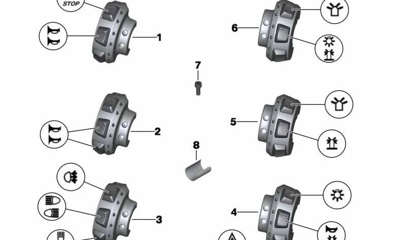 Interruptor adicional esquerdo OEM 61318550155 para motocicletas BMW R1200RT, R900RT. Originais BMW Motorrad.