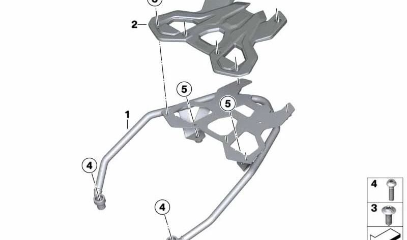 Soporte trasero para topcase y puente portaequipajes OEM 46548414599 para motos BMW F 750 GS, F 800 GS, F 850 GS, F 900 GS… y más. Original BMW Motorrad.