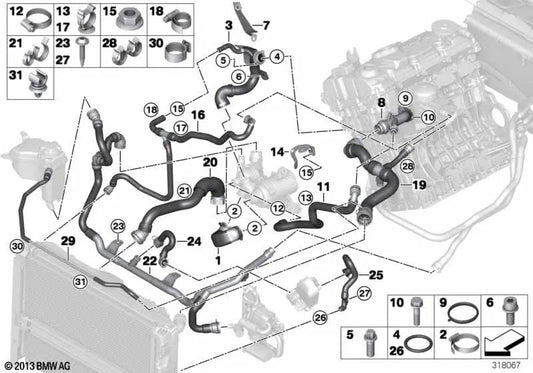 Engine Advance Drive - Coolant Pump for BMW E81, E82, E87N, E88, E90, E91, E92, E93 (OEM 11537552389). Original BMW
