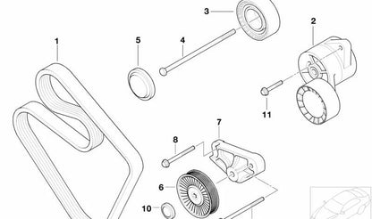 Correa poli V OEM 11287636372 para BMW E85 Z4. Pieza original BMW.