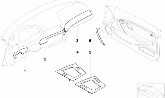 Bandeja de almacenamiento en aluminio OEM 51167011807 para BMW E46. Original BMW.