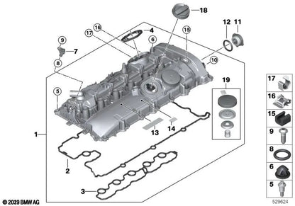 Junta perfilada para BMW F20N, F21N, F22, F23, F30N, F31N, F32, F33, G30, G31, G32, G11, G12, G01, G02 (OEM 11128633750). Original BMW