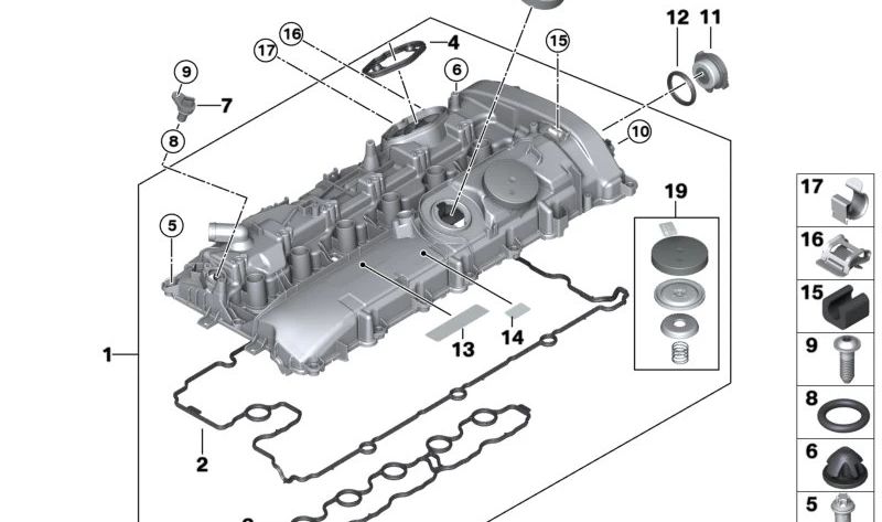 Reparaturkit -Druckregulationsventil für BMW 1 F20N -Serie, F21N, Serie 2 F22, F23, Serie 3 F30N, F31N, F34N, 4 F32 -Serie, F33, F36, Serie 5 G30, G31, G38, Serie 6 G32, Serie 7 G11, G12, X3 G01, X4 G02, X4 G02, X4 G02, x4 G02 11121025447). Original BMW.
