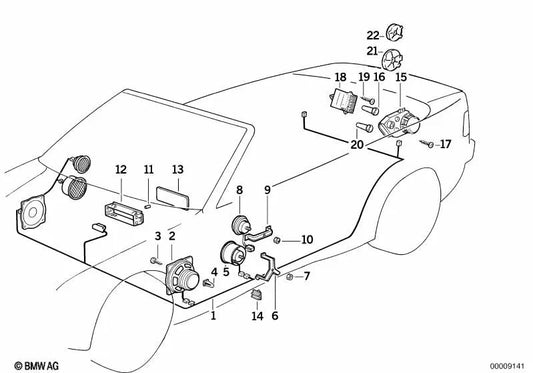 Tronco de cables de altavoz HiFi OEM 61128367610 para BMW Serie 3 E36 (318i, 320i). Original BMW.