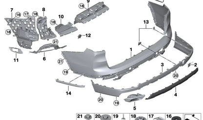 Asiento parachoques, esquina trasera izquierda OEM 51127420665 para BMW X7 G07. Original BMW.