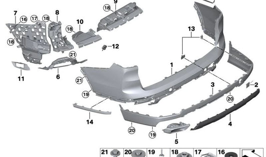 Soporte trasero para sensor de aparcamiento PDC/PMA OEM 51129451206 para BMW G07 X7. Original BMW.
