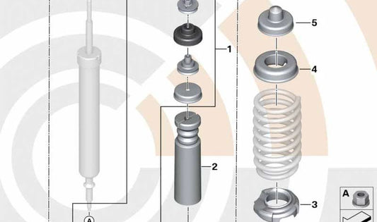 Kit de reparación soporte de suspensión trasera OEM 33522409705 para BMW X1 E84 {xDrive28i, sDrive18d, sDrive18i}. Original BMW.