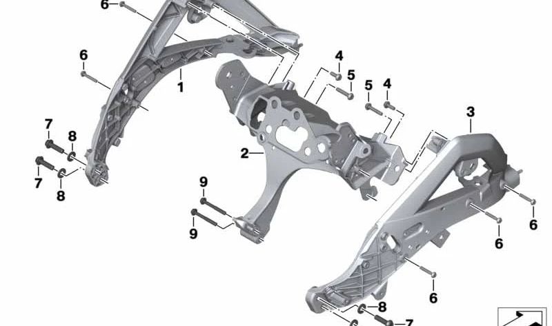 Soporte frontal central OEM 46638561351 para motos BMW R1200GS, R1250GS, R1200GS Adventure, R1250GS Adventure. Original BMW Motorrad.