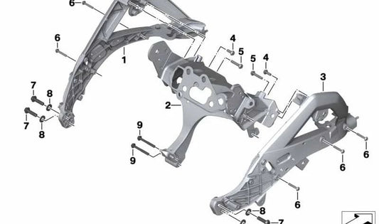 Soporte de revestimiento frontal derecho OEM 46639480892 para BMW Motorrad R1200GS, R1250GS, R1200GS Adventure, R1250GS Adventure. Original BMW Motorrad.