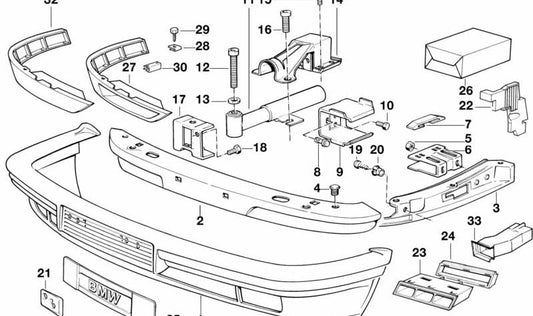 Right connecting piece OEM 51181964282 for BMW E32. Original BMW.