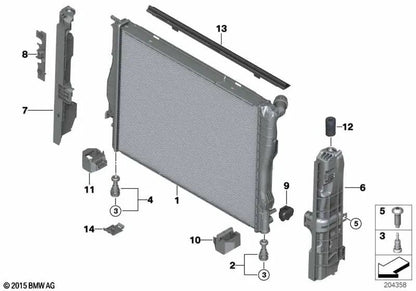 Radiador de refrigerante para BMW E90, E92, E93 (OEM 17112283468). Original BMW.