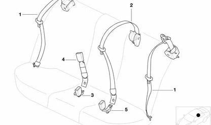 Cinturón trasero con seguro infantil OEM 72118198484 para BMW E39. Pieza original BMW.
