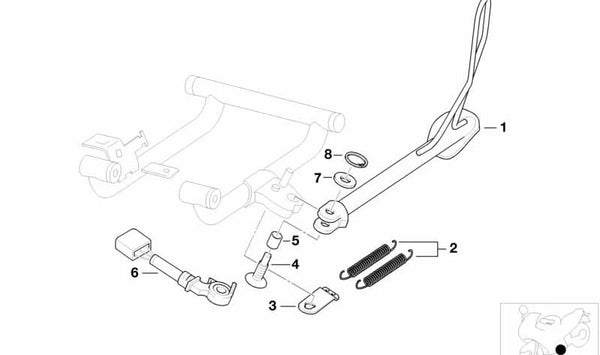 Apoyo lateral OEM 46537669901 para motos BMW F 650 GS, G 650 GS, GS Dakar... y más. Original BMW Motorrad.