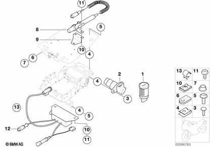 Cable clamp for BMW 5 Series E12, E39, 7 Series E38, 8 Series E31, X3 E83 (OEM 61131351044). Genuine BMW