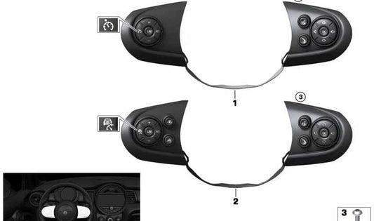 Interruptor de volante multifuncional deportivo OEM 61319361953 para MINI F56, F55. Original MINI.