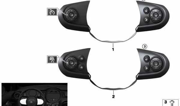 Interruptor de volante multifuncional deportivo OEM 61319361953 para MINI F56, F55. Original MINI.