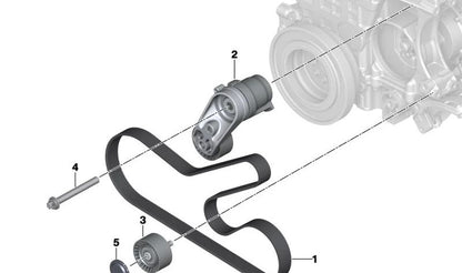 Tensor de correa mecánico OEM 11288604266 para BMW F20, F21, F22, F23, F87, F30, F31, F34, F32, F33, F36, F07, F10, F11, F06, F12, F13, F01, F02, F25, F26, E70, F15, E71, F16. Original BMW.