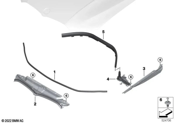 Junta de pared lateral derecha OEM 51767419386 para BMW Serie 3 G20, G21, G28, i3L… y más. Original BMW.