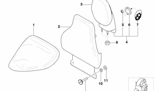 Cierre respaldo asiento OEM 52512329578 para BMW Motorrad C1 (modelos 0191, 0192). Original BMW Motorrad.