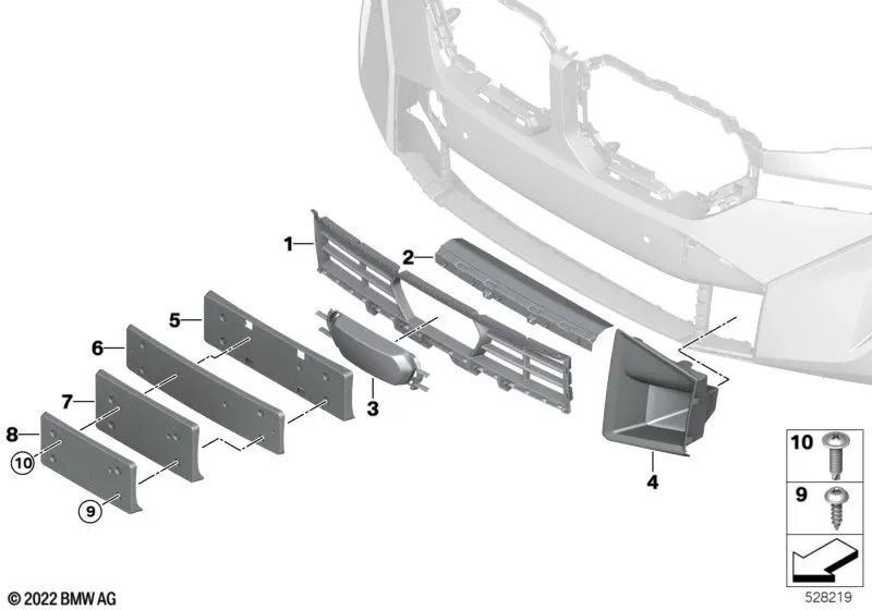 Rejilla cerrada lateral izquierda para BMW G09 (OEM 51119451661). Original BMW.