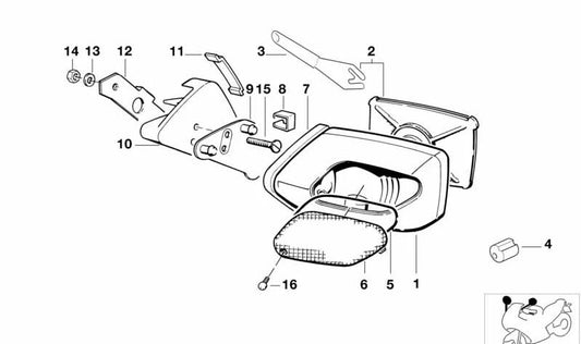 Clip de fijación OEM 46631455047 para BMW Motorrad K100, K1, K1100LT, K1100RS, K75, K75C, K75RT, K75S, R100R, R100RS, R100RT, R80, R80RT. Original BMW Motorrad.