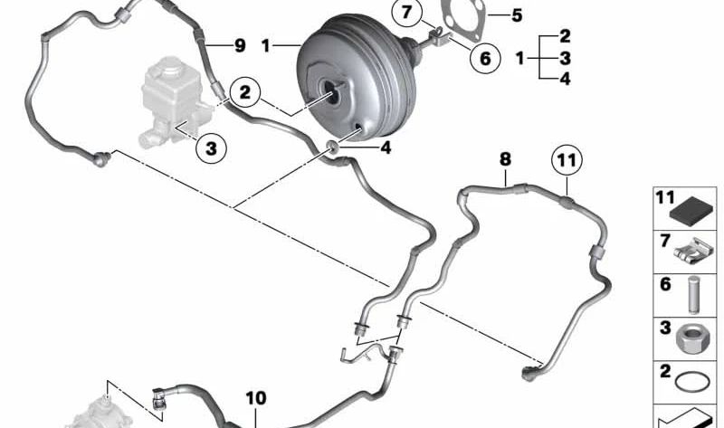 Tubo de vacío OEM 11667584654 para BMW F10, F11. Original BMW.