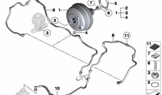 Tubo de vacío OEM 11667584654 para BMW F10, F11. Original BMW.