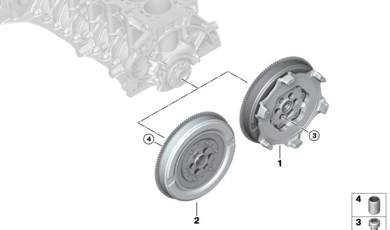 Volante bimasa OEM 21212283028 para BMW F87, F87N, F80, F80N, F82, F82N, F83, F83N. Original BMW.