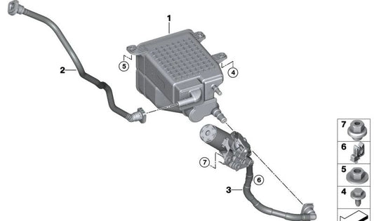 Filtro de carbón activo OEM 16137562007 para BMW G70 (Serie 7). Original BMW.
