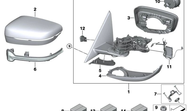 Left exterior rearview mirror without heated glass for BMW 4 Series G26 (OEM 51165A3DD35). Original BMW.