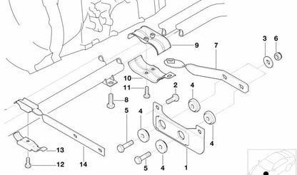 Soporte metálico escape OEM 18311728254 para BMW E36, E46, Z3. Pieza original BMW.