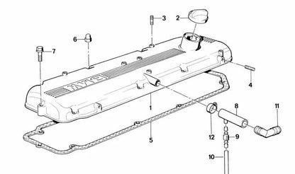 Tapa de culata OEM 11121710974 para BMW E34, E24, E32. Original BMW.