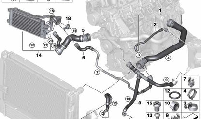 Tubo derivación vaso expansión OEM 17127803838 para BMW E82, E88, E90, E91, E92, E93, E84. Original BMW. Ideal para problemas de fugas o refrigeración del motor.