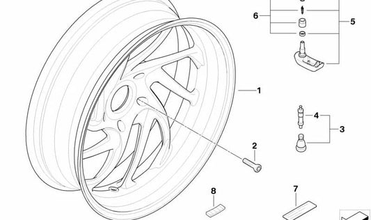 Roue arrière noire OEM 3631853444 pour les motos BMW R1200R (K27). BMW original Motorrad.