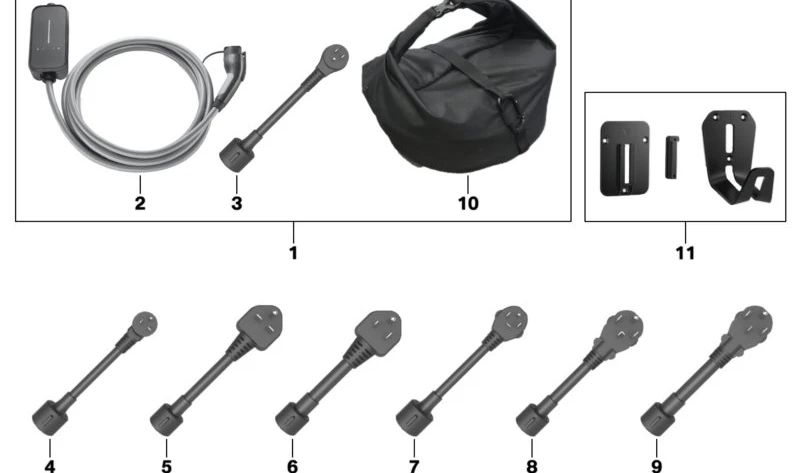 Cable adaptador NEMA 5-15 (Tipo B) 10A OEM 61905A13A46 para BMW {G20,G20N,G26E,G26F,G30N,G12N,G70i,I01N,I20,G01,G01N,G05} y MINI {F56F,F60N}. Original BMW y MINI.